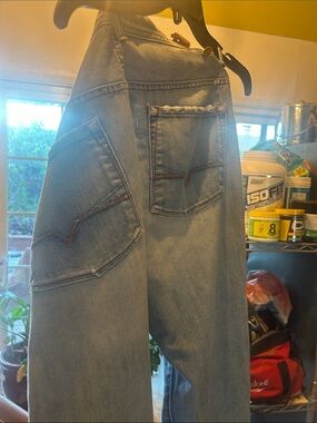 Light Wash Blue Guess Jeans Natural Worn w/ Button Fly